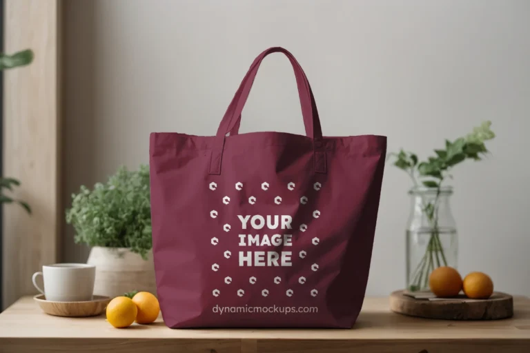 Maroon Canvas Tote Bag Mockup Front View Template