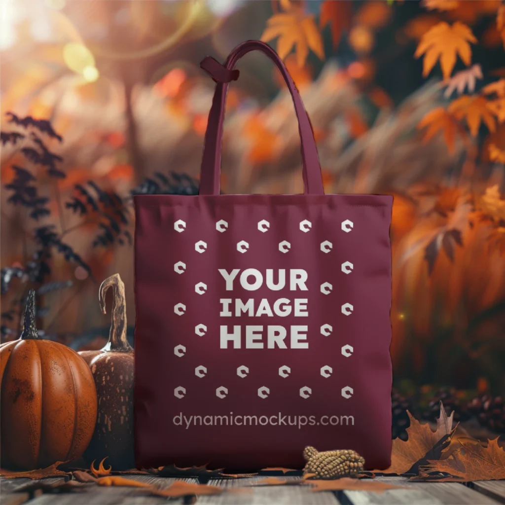 Maroon Canvas Tote Bag Mockup Front View Template