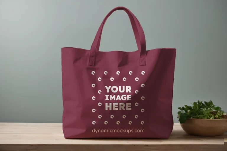 Maroon Canvas Tote Bag Mockup Front View Template