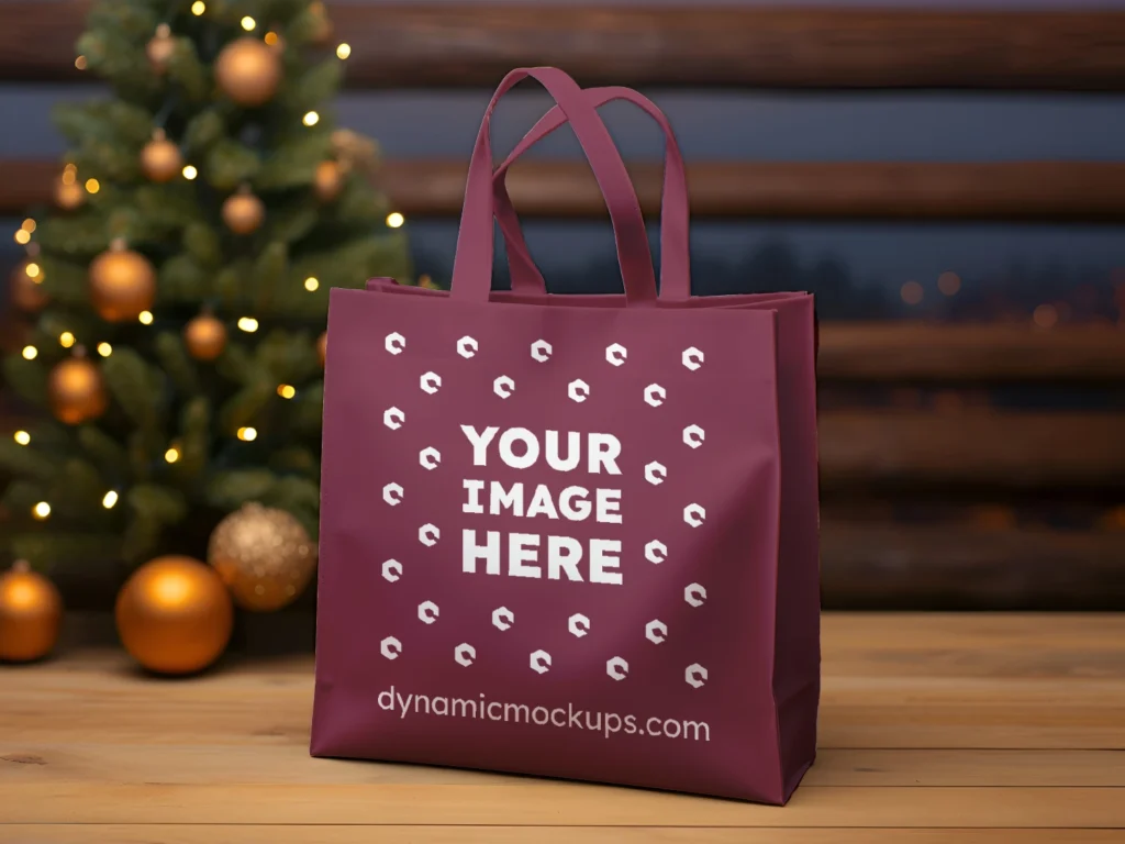 Maroon Canvas Tote Bag Mockup Front View Template