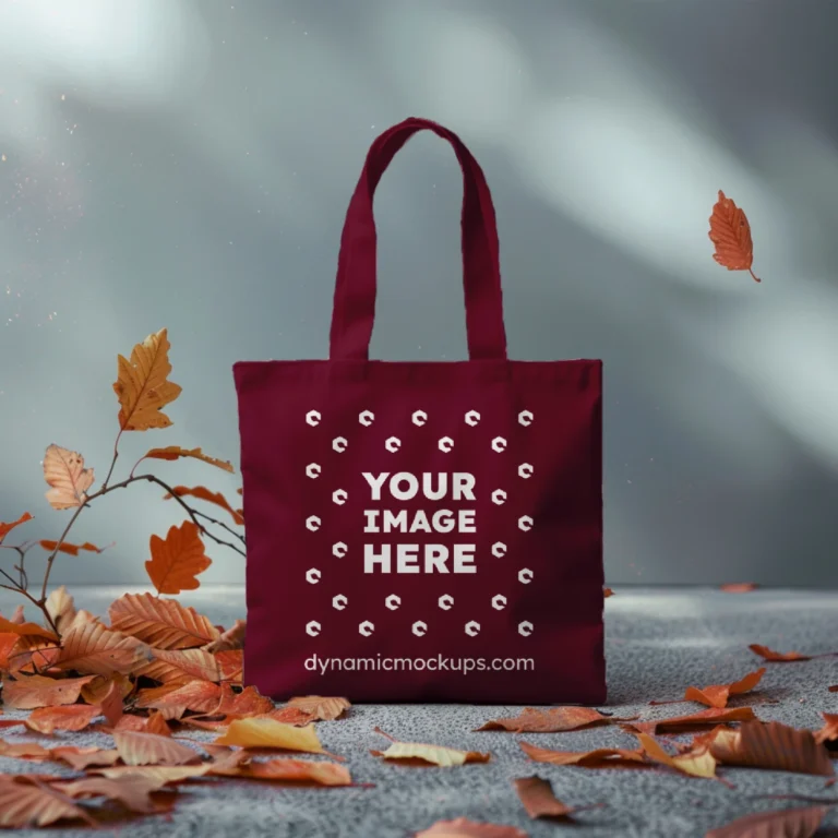 Maroon Canvas Tote Bag Mockup Front View Template