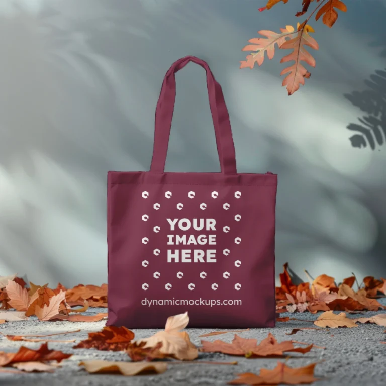 Maroon Canvas Tote Bag Mockup Front View Template