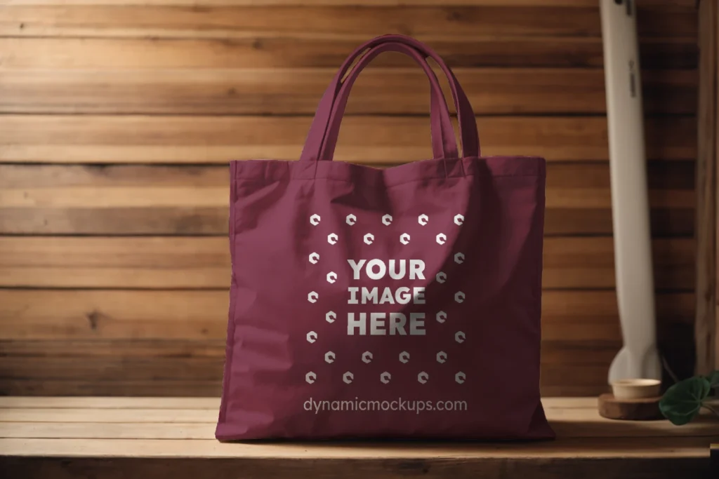 Maroon Canvas Tote Bag Mockup Front View Template