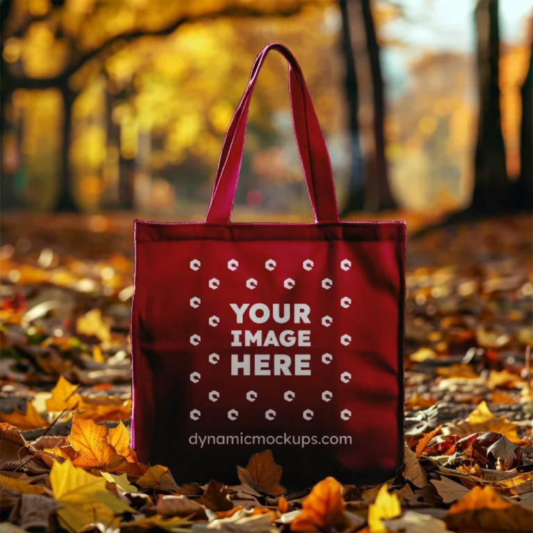 Maroon Canvas Tote Bag Mockup Front View Template