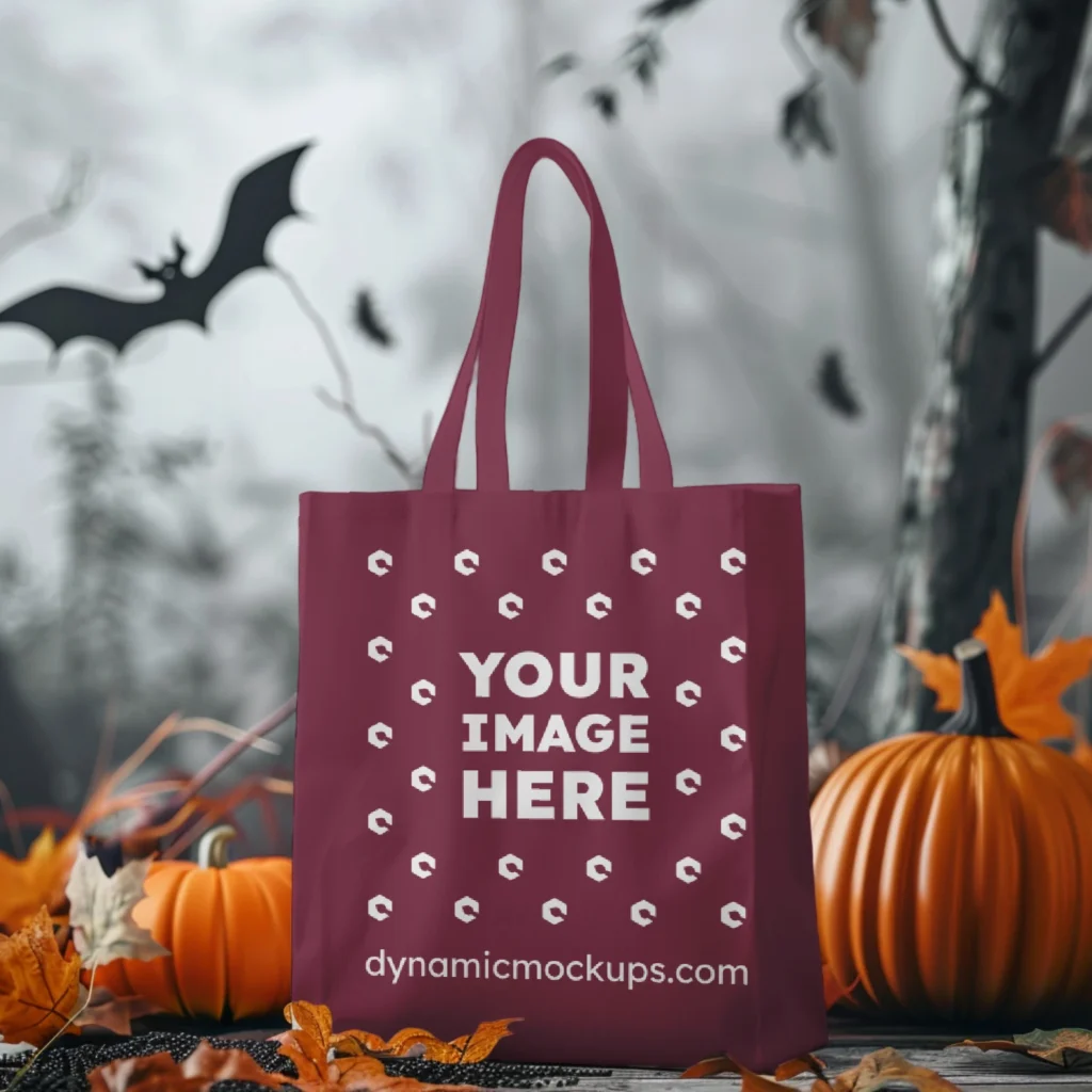 Maroon Canvas Tote Bag Mockup Front View Template