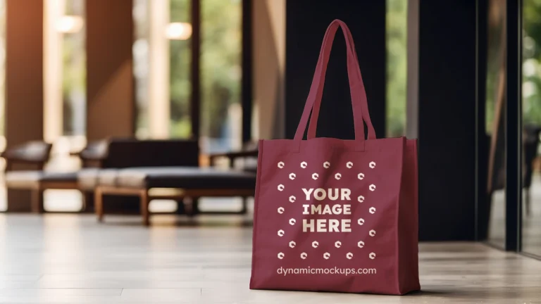 Maroon Canvas Tote Bag Mockup Front View Template