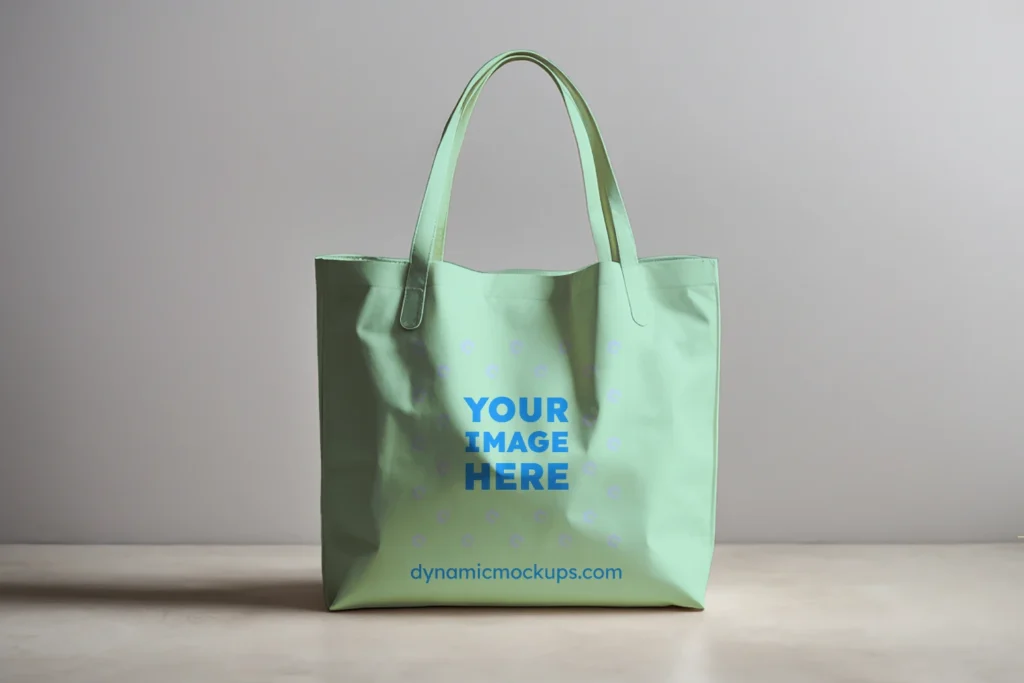 Mint Canvas Tote Bag Mockup Front View Template