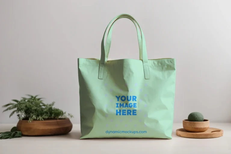 Mint Canvas Tote Bag Mockup Front View Template