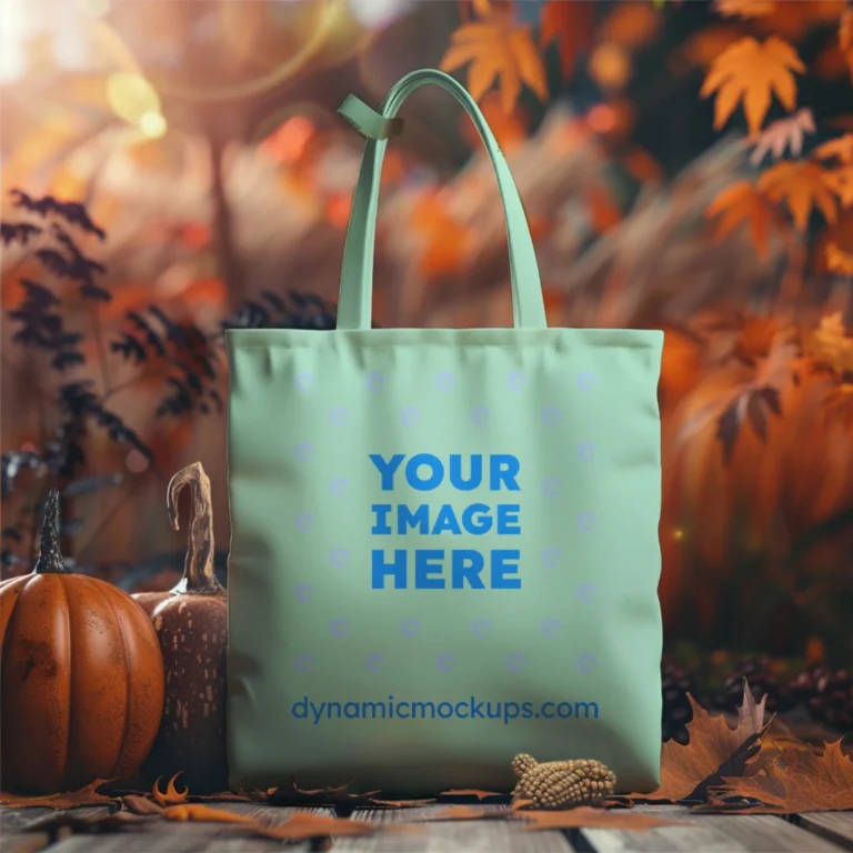 Mint Canvas Tote Bag Mockup Front View Template