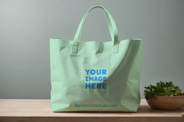 Mint Canvas Tote Bag Mockup Front View Template