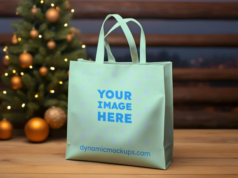 Mint Canvas Tote Bag Mockup Front View Template