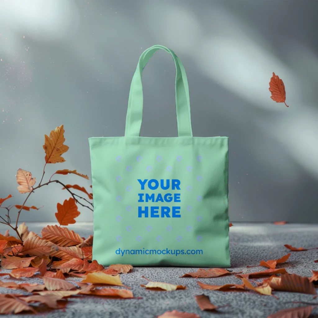 Mint Canvas Tote Bag Mockup Front View Template