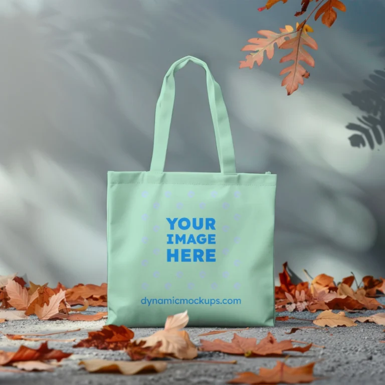 Mint Canvas Tote Bag Mockup Front View Template