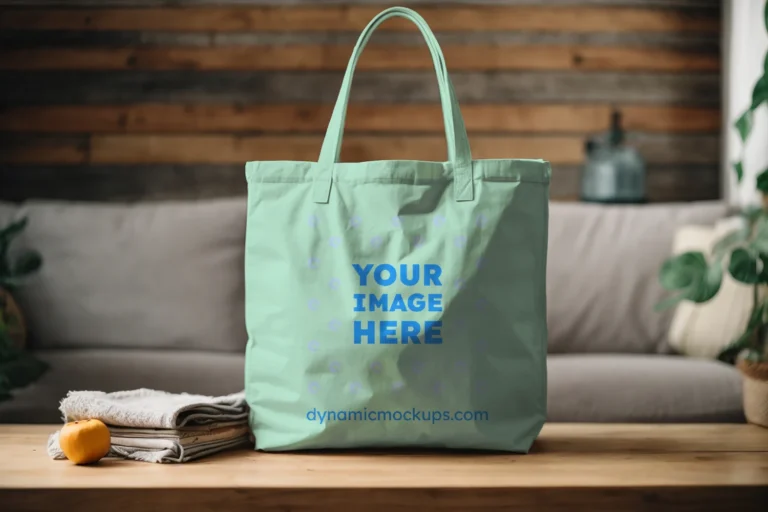 Mint Canvas Tote Bag Mockup Front View Template