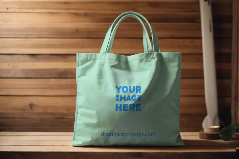 Mint Canvas Tote Bag Mockup Front View Template