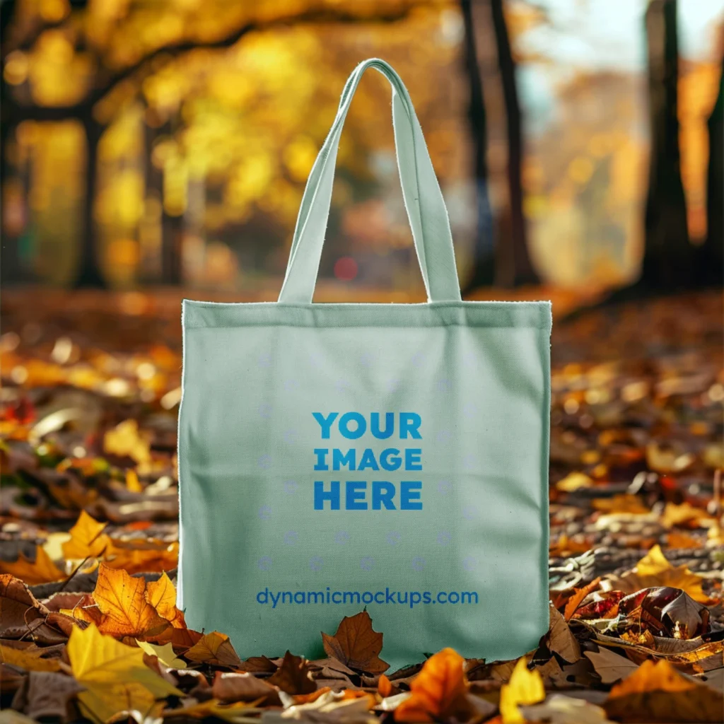 Mint Canvas Tote Bag Mockup Front View Template