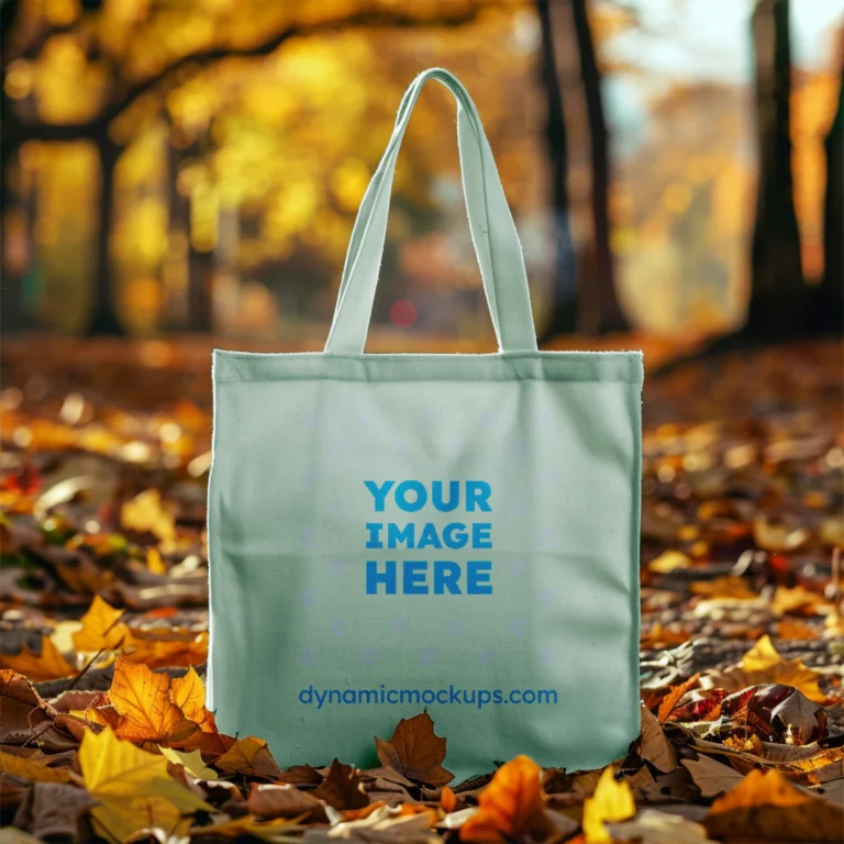 Mint Canvas Tote Bag Mockup Front View Template