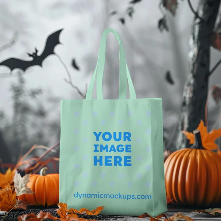 Mint Canvas Tote Bag Mockup Front View Template