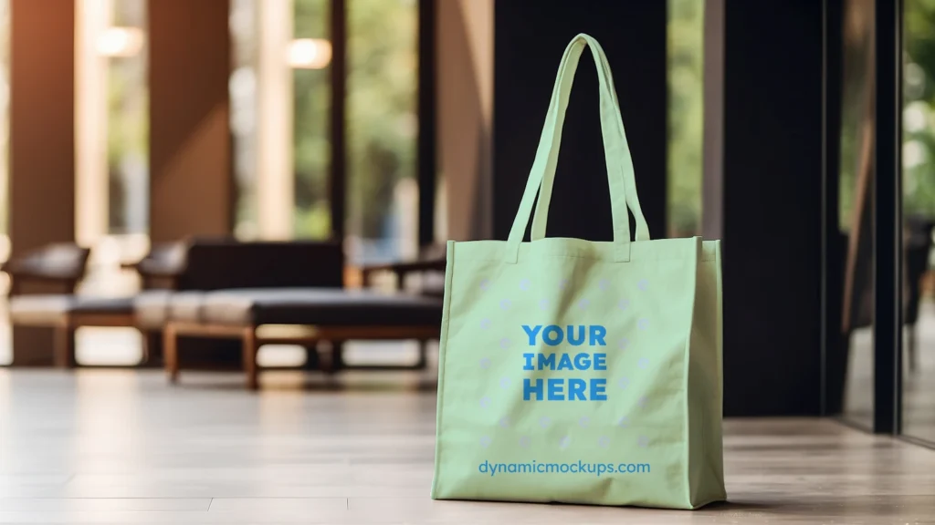 Mint Canvas Tote Bag Mockup Front View Template