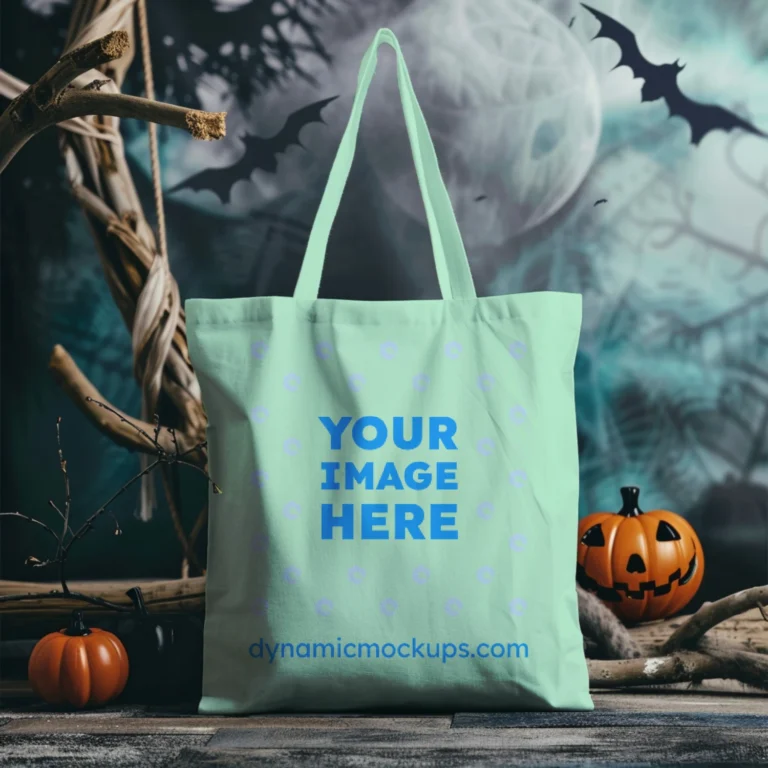 Mint Canvas Tote Bag Mockup Front View Template