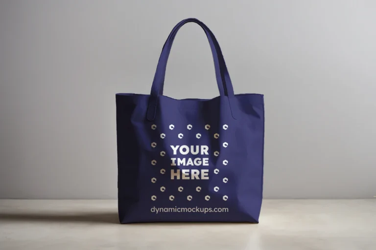 Navy Blue Canvas Tote Bag Mockup Front View Template