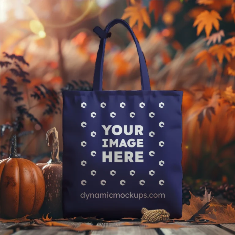 Navy Blue Canvas Tote Bag Mockup Front View Template