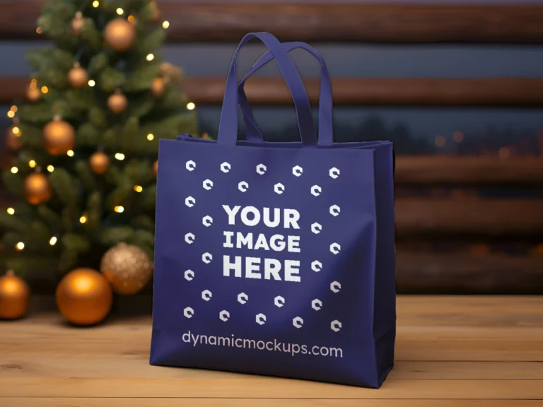 Navy Blue Canvas Tote Bag Mockup Front View Template