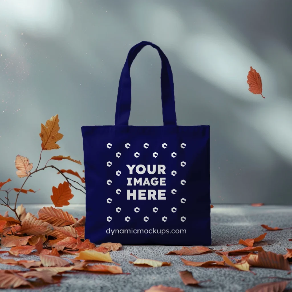 Navy Blue Canvas Tote Bag Mockup Front View Template