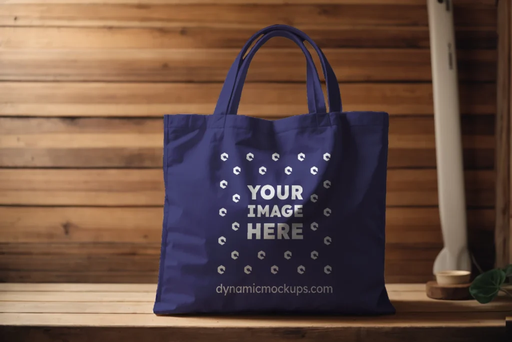 Navy Blue Canvas Tote Bag Mockup Front View Template