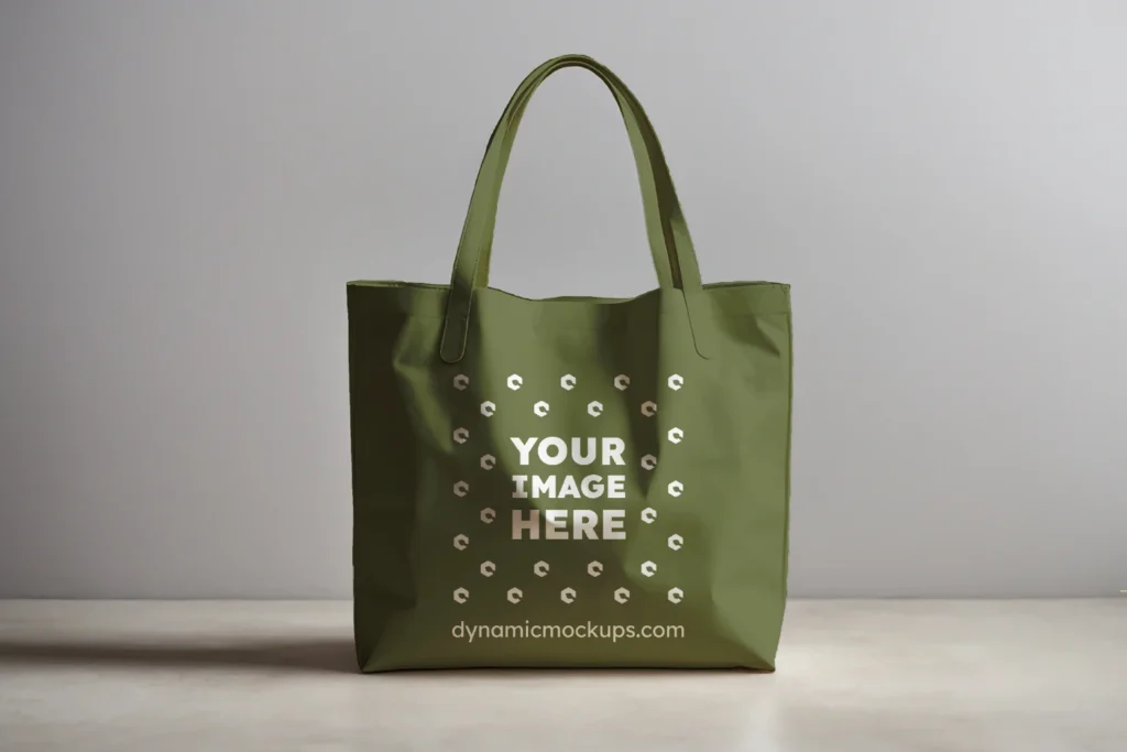 Olive Green Canvas Tote Bag Mockup Front View Template