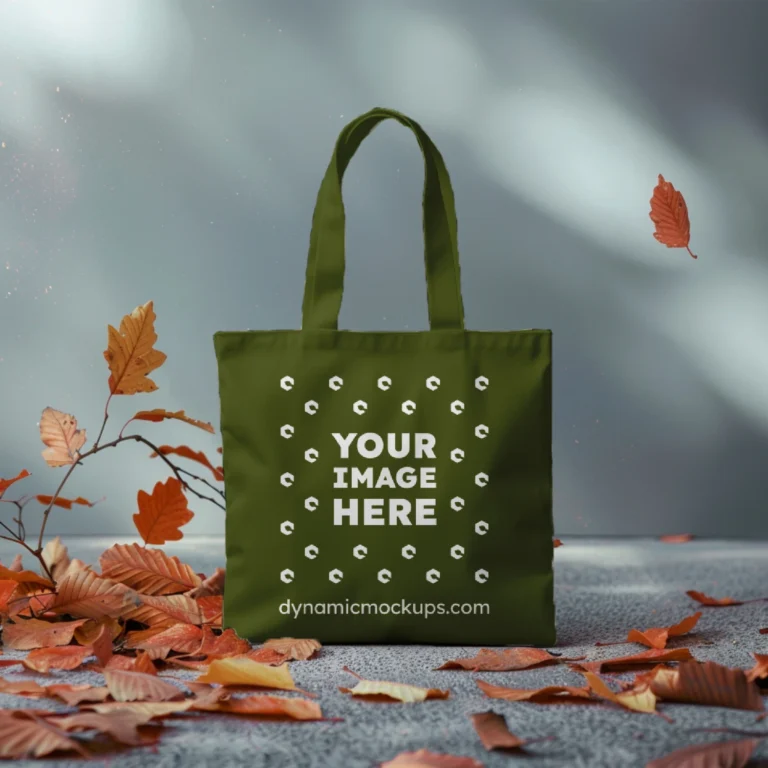 Olive Green Canvas Tote Bag Mockup Front View Template