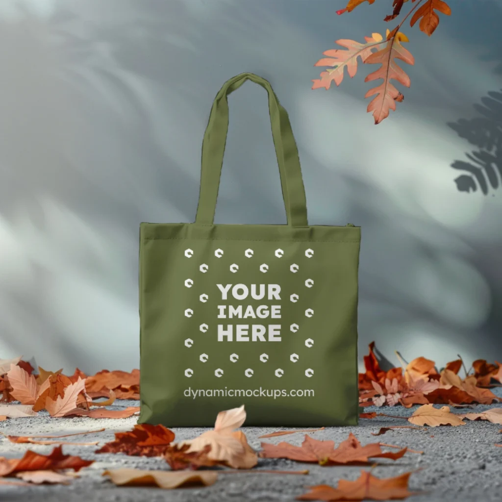 Olive Green Canvas Tote Bag Mockup Front View Template