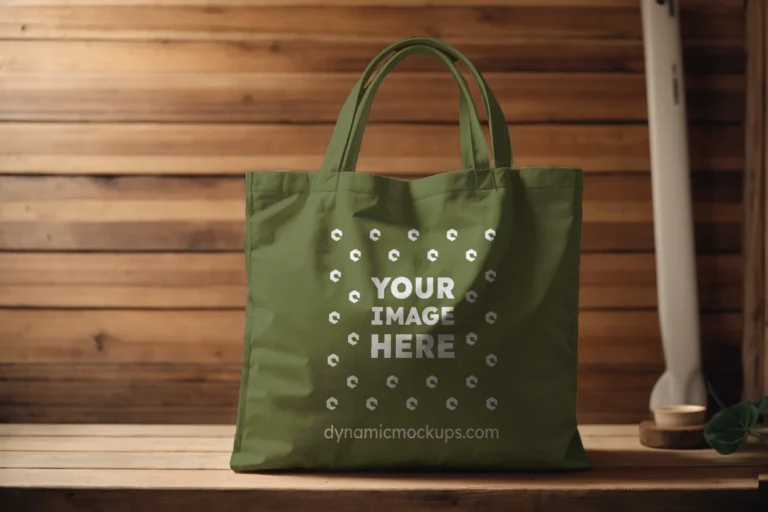 Olive Green Canvas Tote Bag Mockup Front View Template