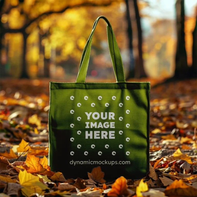 Olive Green Canvas Tote Bag Mockup Front View Template