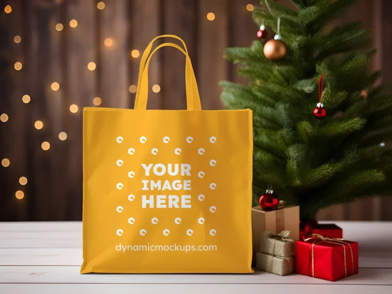 Orange Canvas Tote Bag Mockup Front View Template