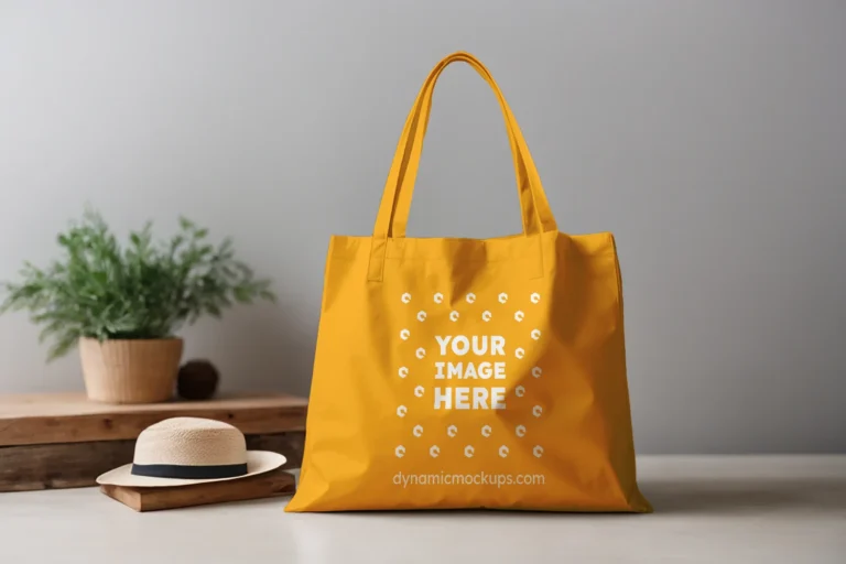 Orange Canvas Tote Bag Mockup Front View Template