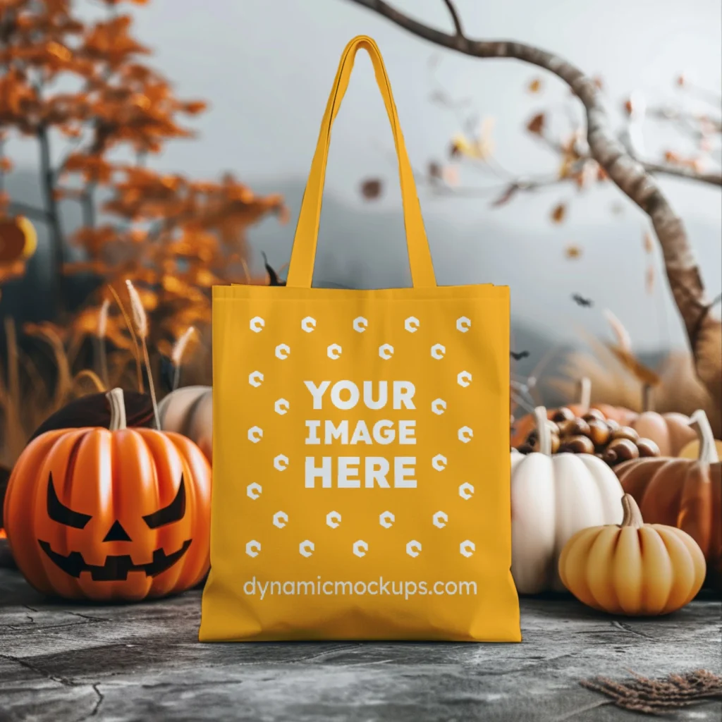 Orange Canvas Tote Bag Mockup Front View Template