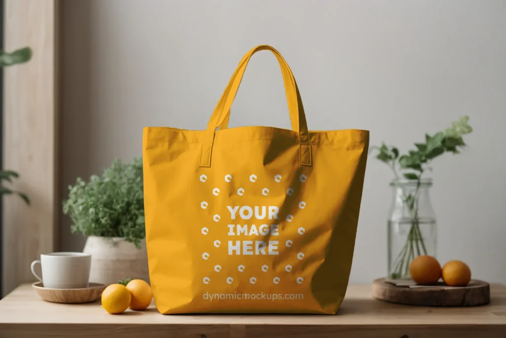 Orange Canvas Tote Bag Mockup Front View Template