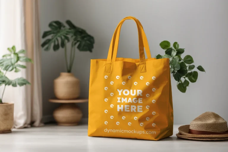 Orange Canvas Tote Bag Mockup Front View Template