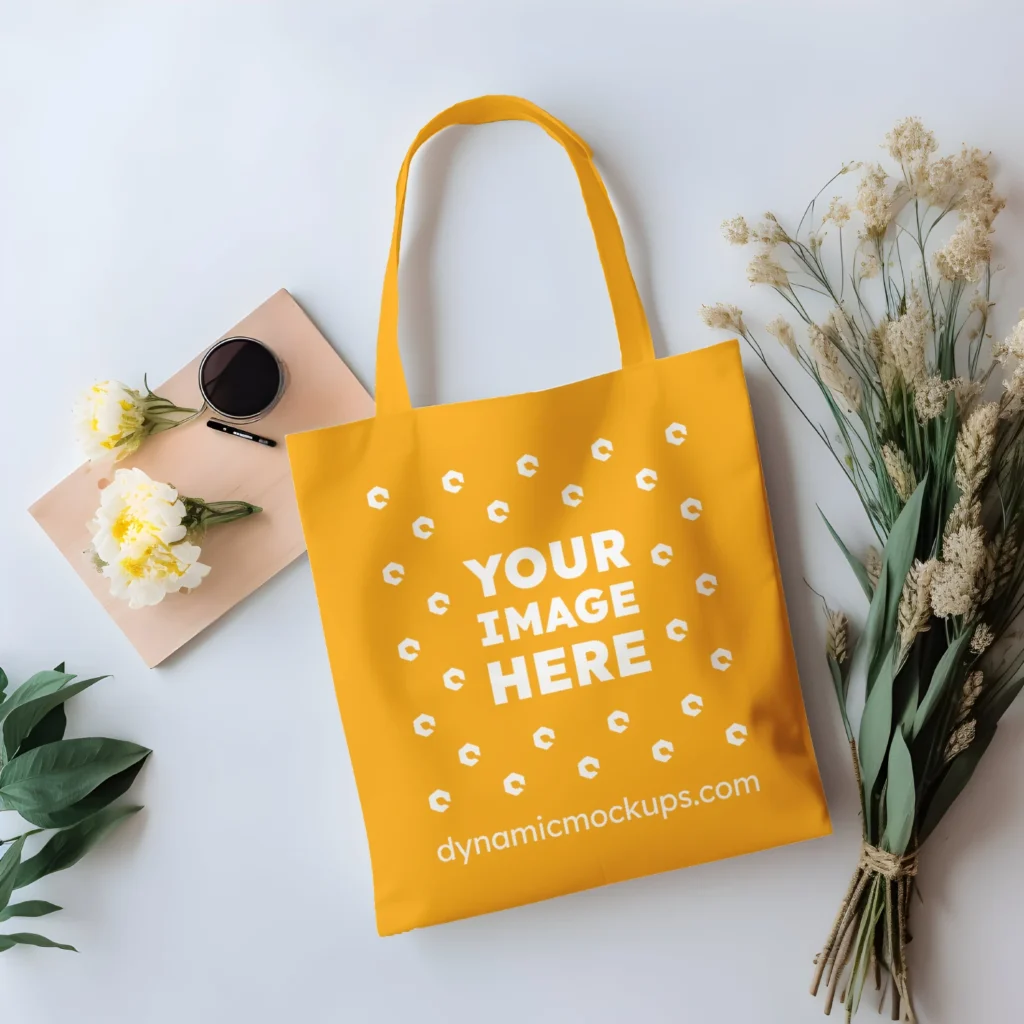 Orange Canvas Tote Bag Mockup Front View Template