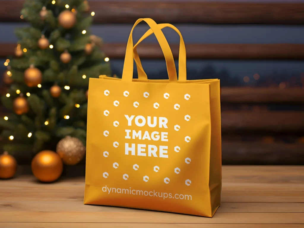 Orange Canvas Tote Bag Mockup Front View Template