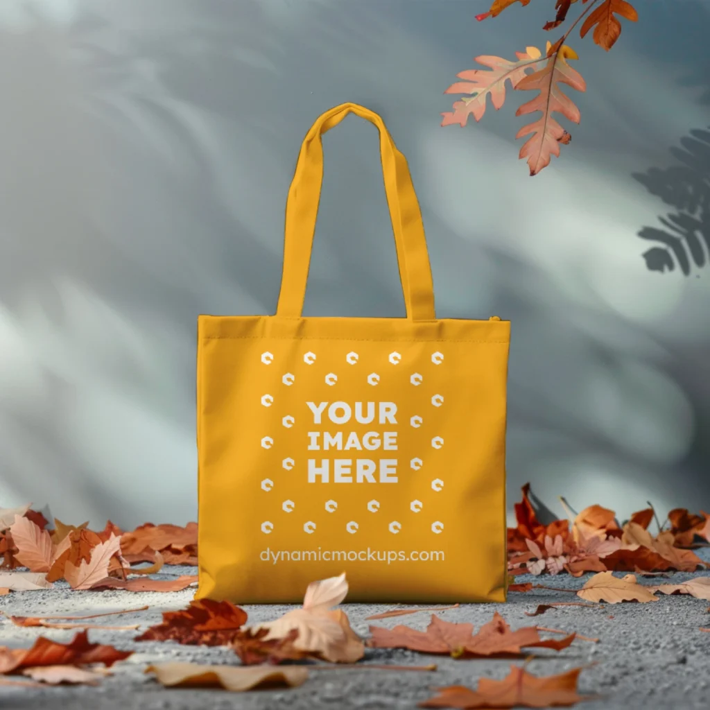 Orange Canvas Tote Bag Mockup Front View Template