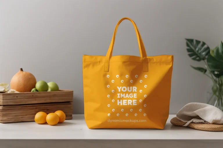 Orange Canvas Tote Bag Mockup Front View Template