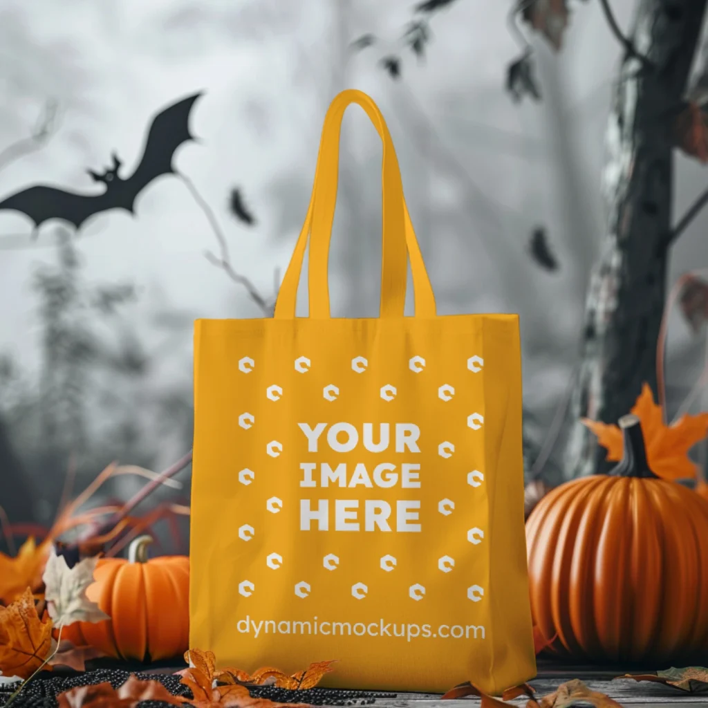 Orange Canvas Tote Bag Mockup Front View Template