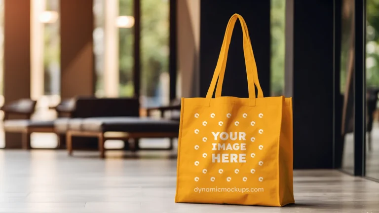 Orange Canvas Tote Bag Mockup Front View Template