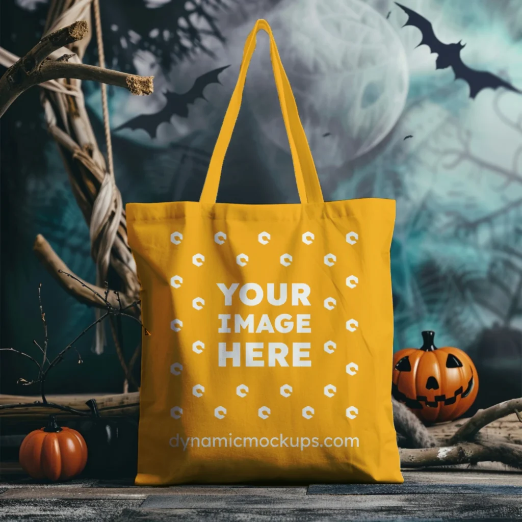 Orange Canvas Tote Bag Mockup Front View Template