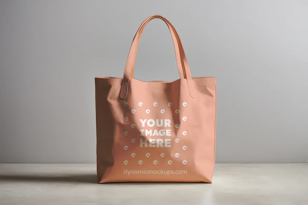 Peach Canvas Tote Bag Mockup Front View Template