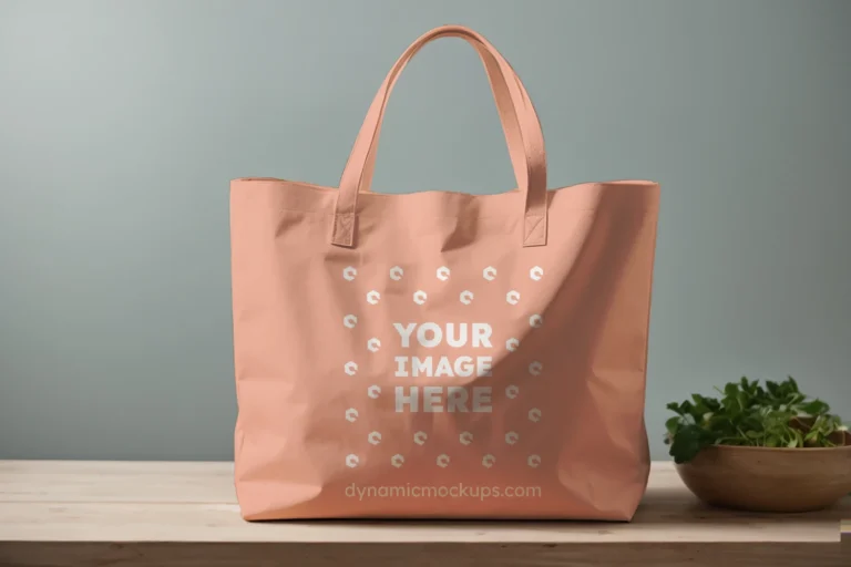 Peach Canvas Tote Bag Mockup Front View Template