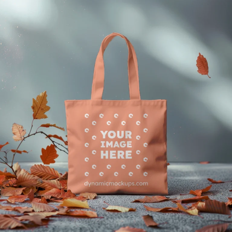 Peach Canvas Tote Bag Mockup Front View Template