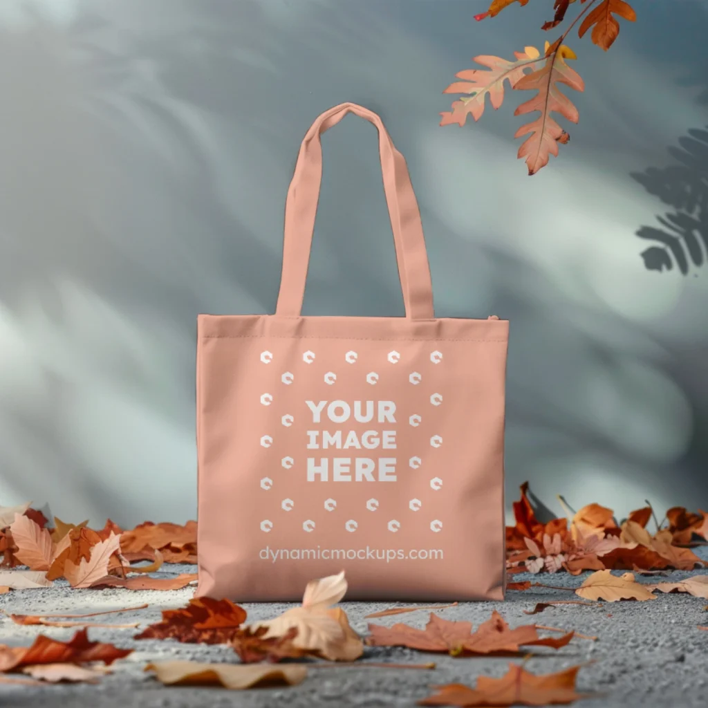 Peach Canvas Tote Bag Mockup Front View Template